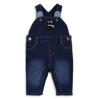 Boys Dark Blue Solid Long Dungaree